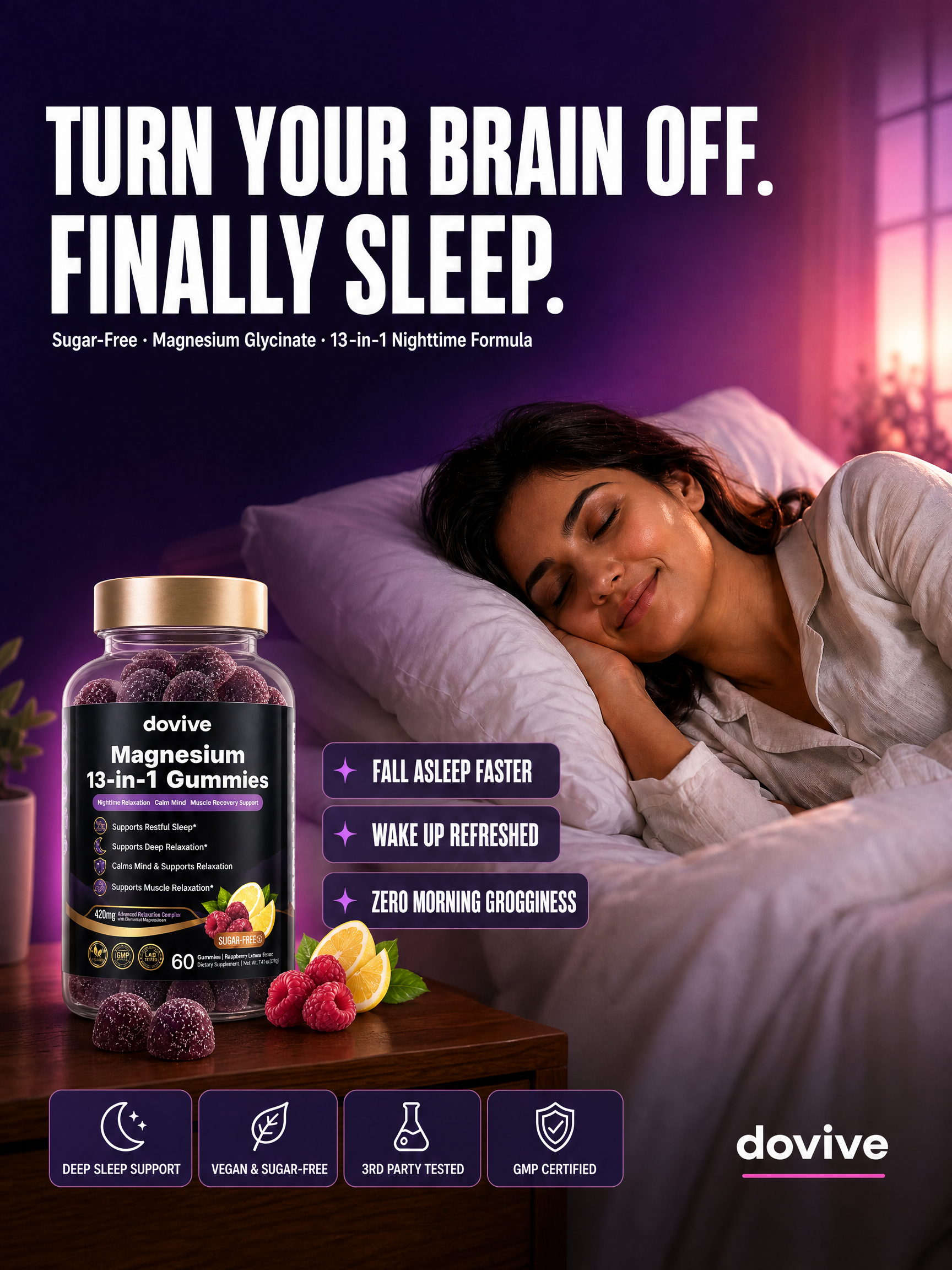 Dovive Magnesium 13-in-1 Gummies — Mixed Berry